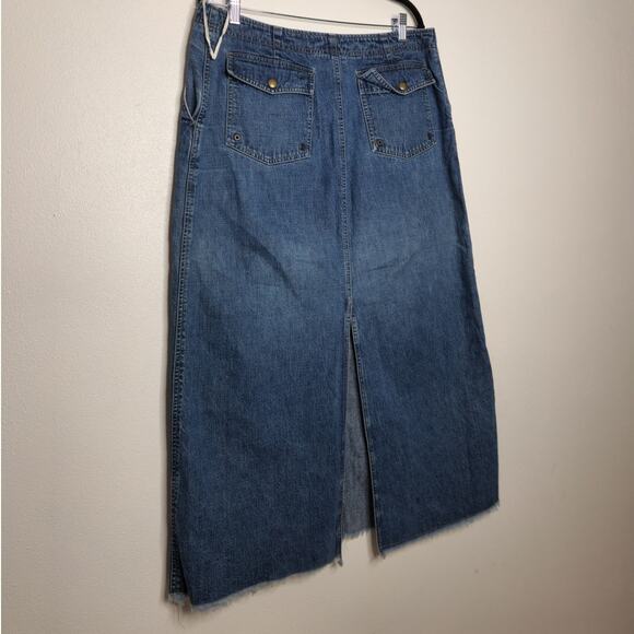 Vintage y2k Denim Maxi Skirt Slit Button Boho Fairy Jones Jeans 16 Western - Picture 3 of 5